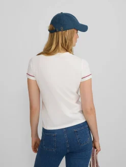 Silbon Camisetas, Polos Y Tops-Camiseta woman bordado etnico multicolor blanca Blanco