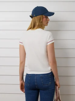 Silbon Camisetas, Polos Y Tops-Camiseta woman bordado etnico multicolor blanca Blanco