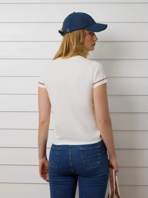 Silbon Camisetas, Polos Y Tops-Camiseta woman bordado etnico multicolor blanca Blanco