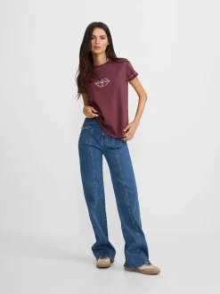 Silbon Camisetas, Polos Y Tops-Camiseta woman bordado etnico multicolor Granate