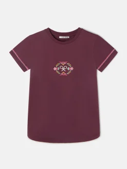 Silbon Camisetas, Polos Y Tops-Camiseta woman bordado etnico multicolor Granate