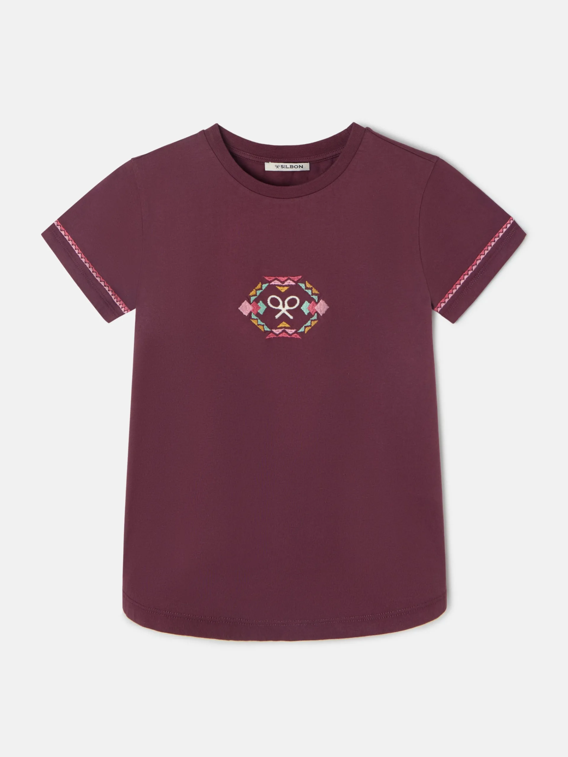 Silbon Camisetas, Polos Y Tops-Camiseta woman bordado etnico multicolor Granate