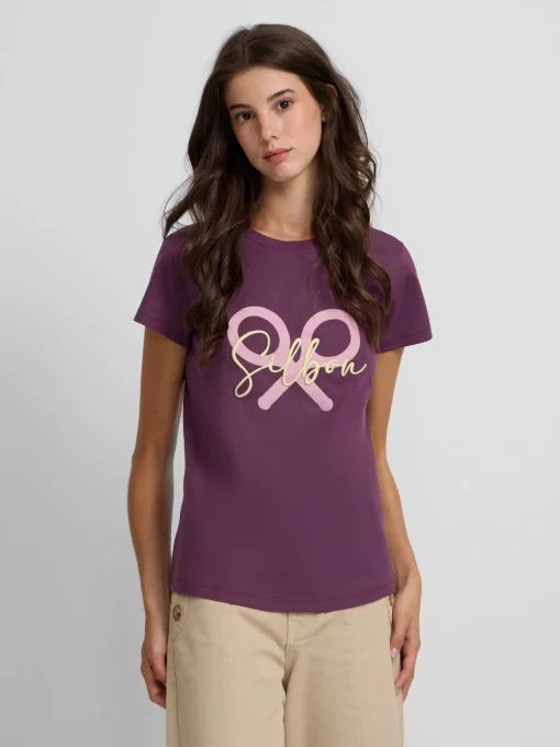 Silbon Camisetas, Polos Y Tops-Camiseta woman clasica raqueta Morado