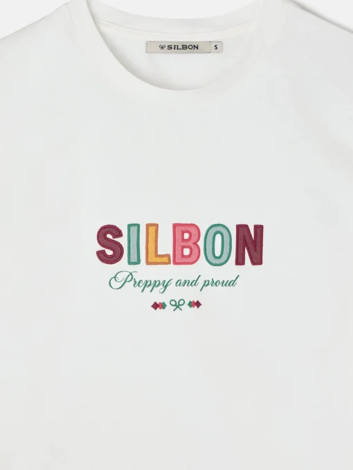 Silbon Camisetas, Polos Y Tops-Camiseta woman letras Blanca