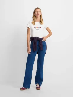 Silbon Camisetas, Polos Y Tops-Camiseta woman letras Blanca