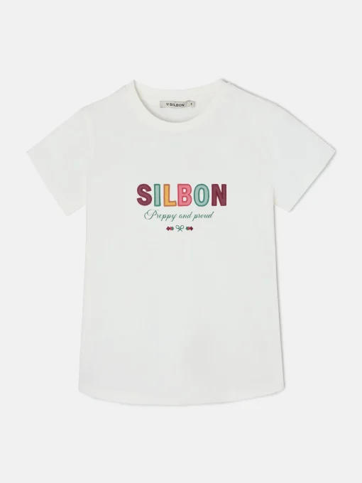 Silbon Camisetas, Polos Y Tops-Camiseta woman letras Blanca