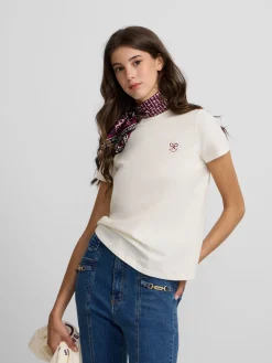 Silbon Camisetas, Polos Y Tops-Camiseta woman letras smile Blanca