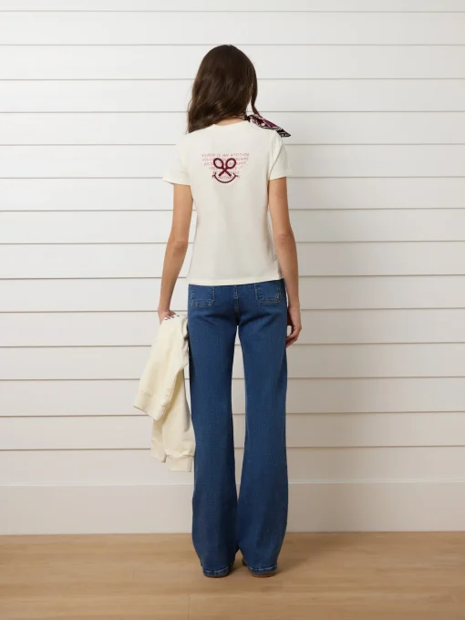 Silbon Camisetas, Polos Y Tops-Camiseta woman letras smile Blanca