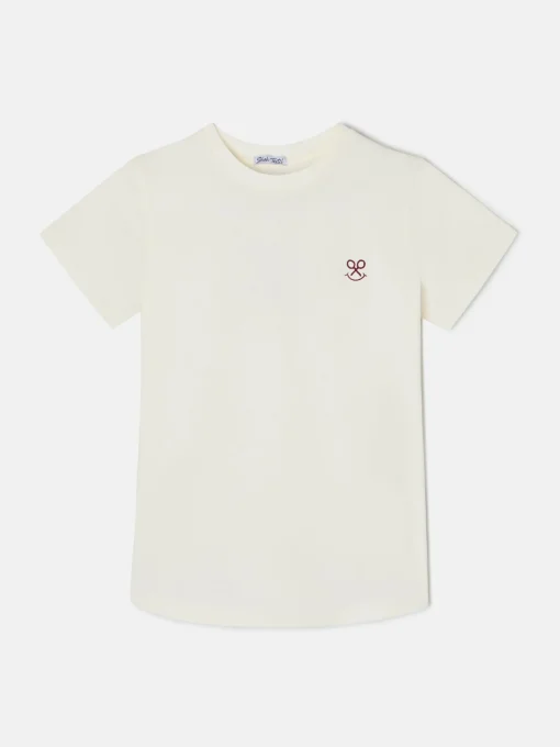 Silbon Camisetas, Polos Y Tops-Camiseta woman letras smile Blanca