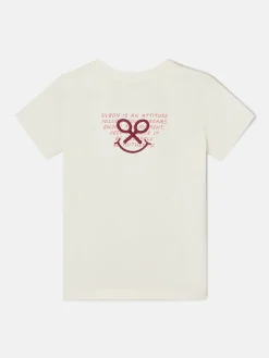 Silbon Camisetas, Polos Y Tops-Camiseta woman letras smile Blanca