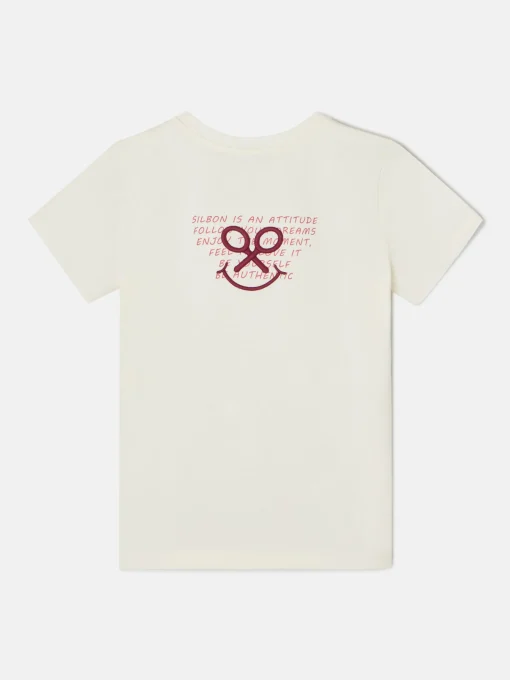 Silbon Camisetas, Polos Y Tops-Camiseta woman letras smile Blanca