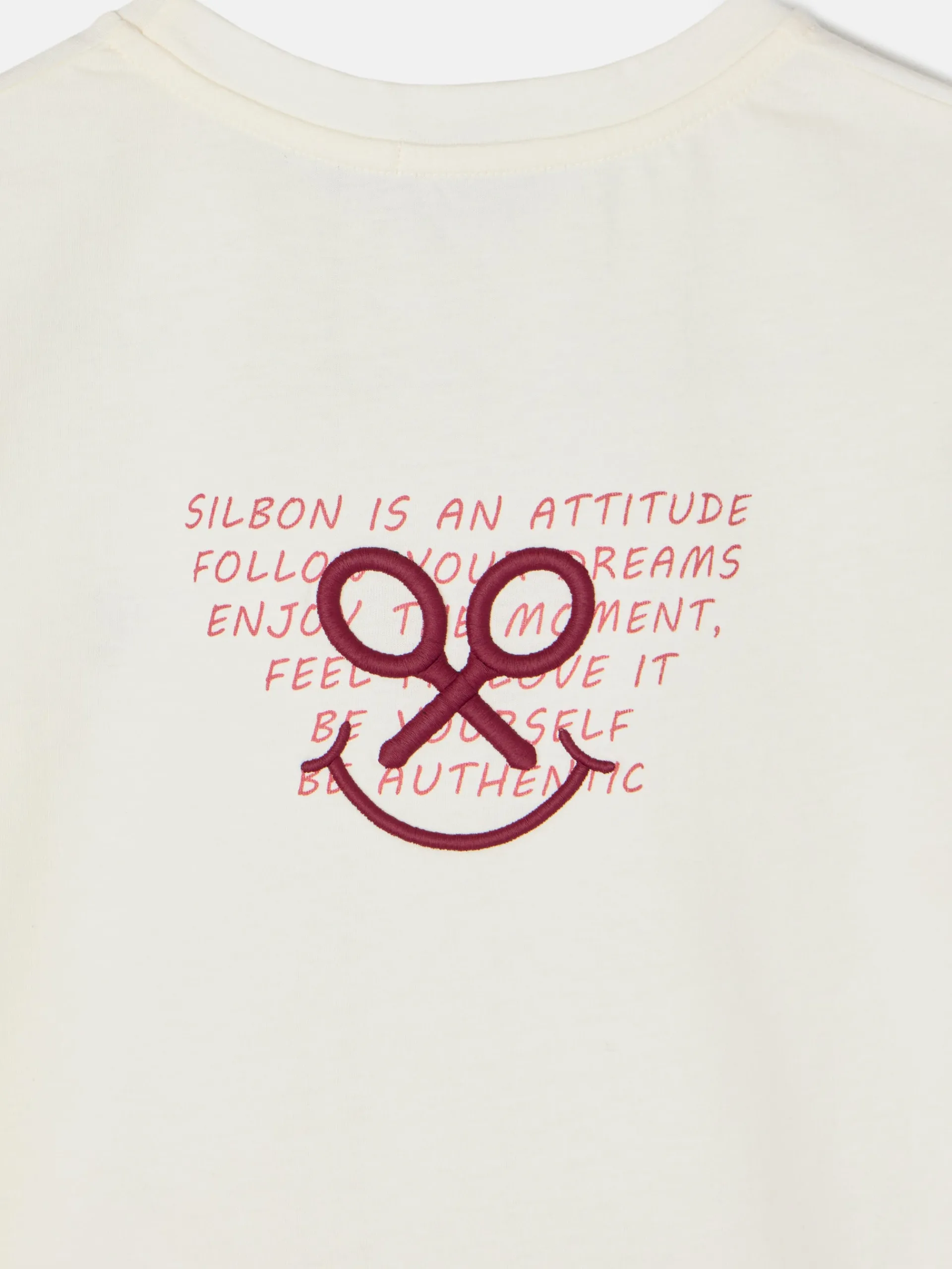 Silbon Camisetas, Polos Y Tops-Camiseta woman letras smile Blanca