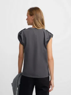 Silbon Camisetas, Polos Y Tops-Camiseta woman manga roll out negra Negro