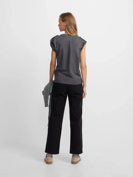 Silbon Camisetas, Polos Y Tops-Camiseta woman manga roll out negra Negro
