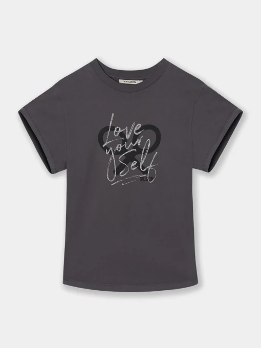 Silbon Camisetas, Polos Y Tops-Camiseta woman manga roll out negra Negro