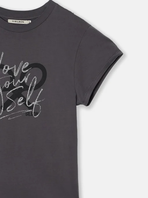 Silbon Camisetas, Polos Y Tops-Camiseta woman manga roll out negra Negro