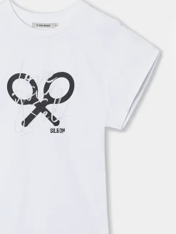 Silbon Camisetas, Polos Y Tops-Camiseta woman manga roll out blanca Blanco