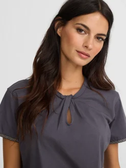 Silbon Camisetas, Polos Y Tops-Camiseta woman nudo cuello negra Negro