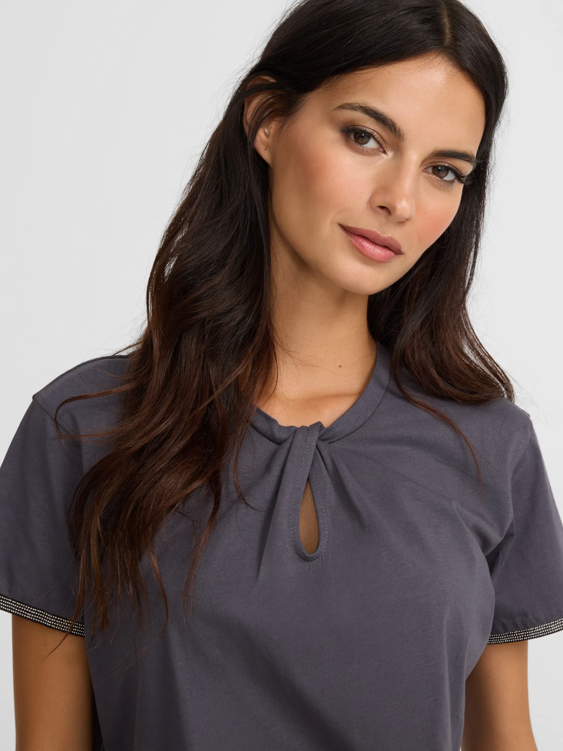 Silbon Camisetas, Polos Y Tops-Camiseta woman nudo cuello negra Negro