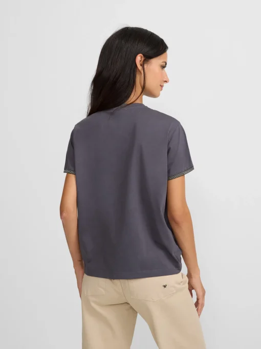 Silbon Camisetas, Polos Y Tops-Camiseta woman nudo cuello negra Negro