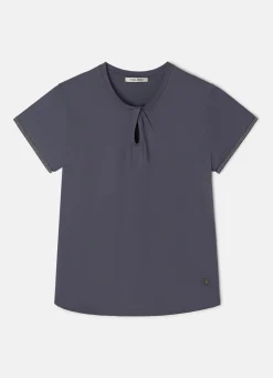 Silbon Camisetas, Polos Y Tops-Camiseta woman nudo cuello negra Negro