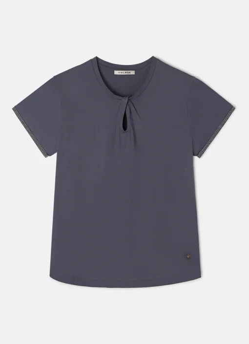 Silbon Camisetas, Polos Y Tops-Camiseta woman nudo cuello negra Negro