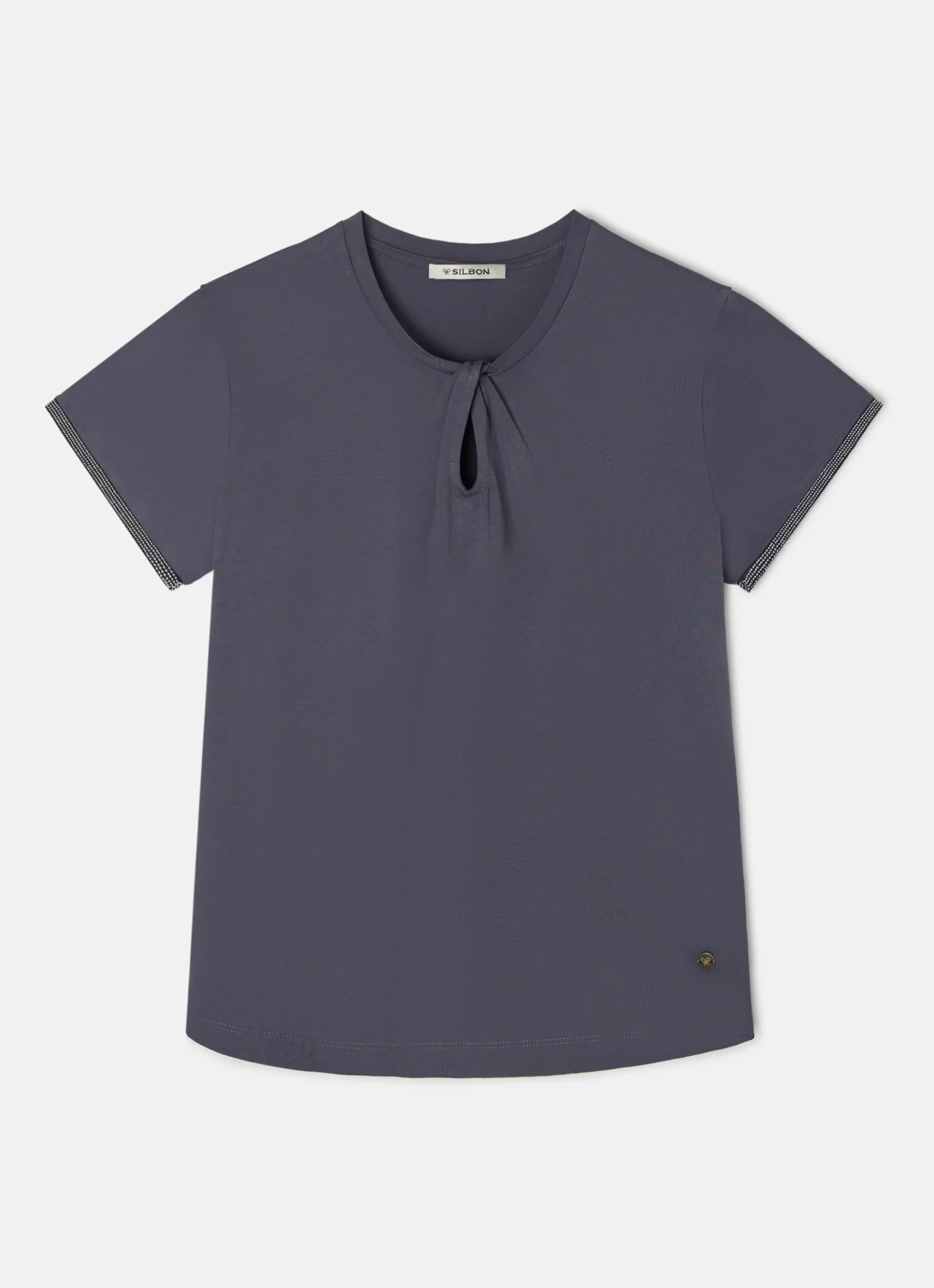 Silbon Camisetas, Polos Y Tops-Camiseta woman nudo cuello negra Negro