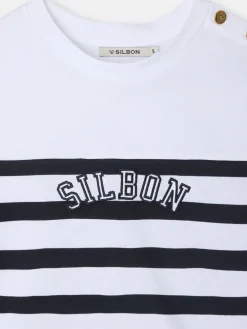 Silbon Camisetas, Polos Y Tops-Camiseta woman rayas negra y blanca Azul