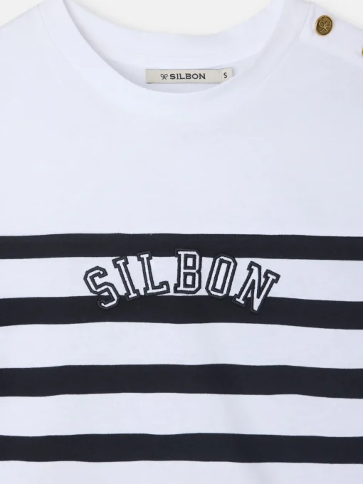 Silbon Camisetas, Polos Y Tops-Camiseta woman rayas negra y blanca Azul