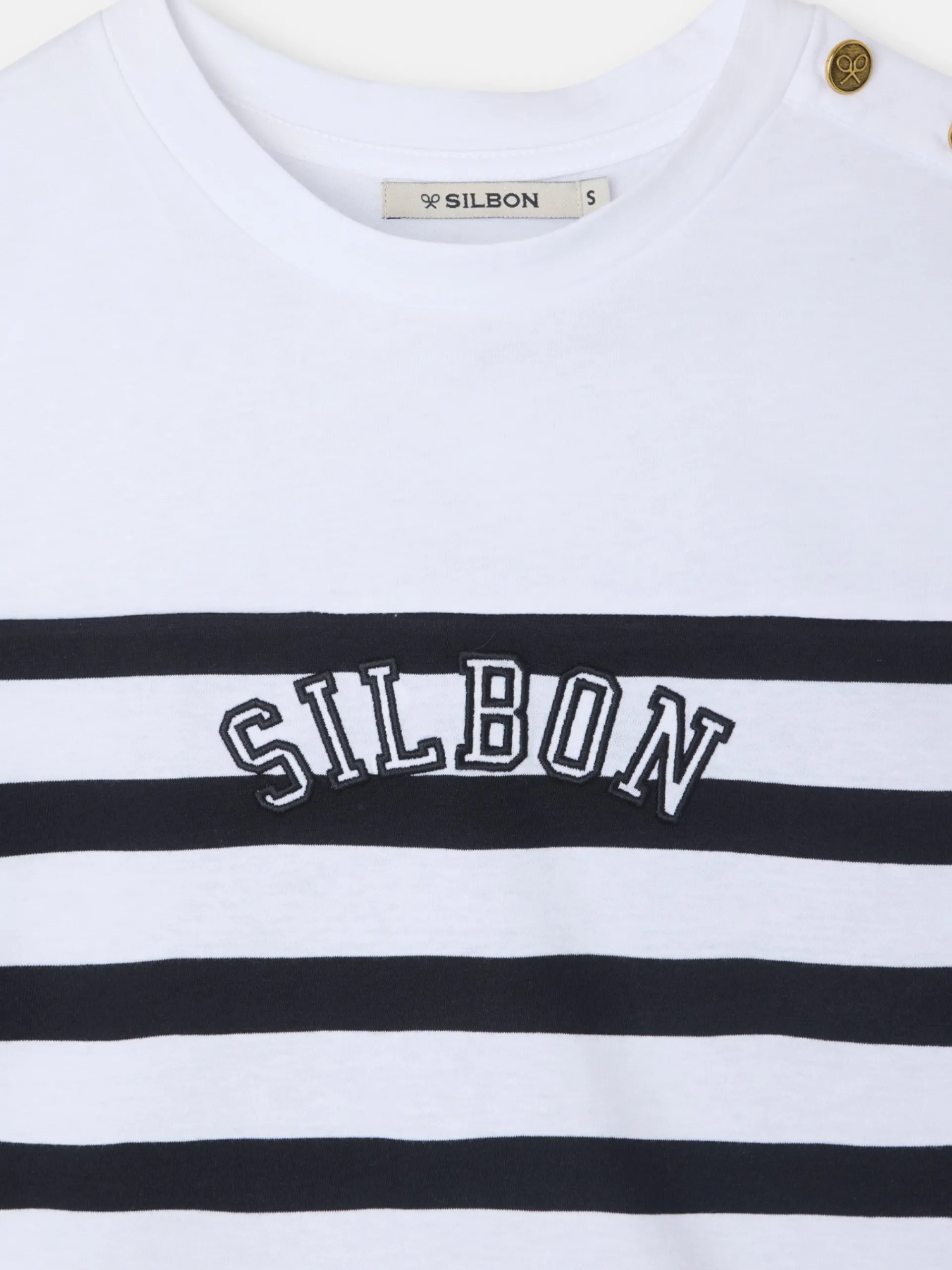 Silbon Camisetas, Polos Y Tops-Camiseta woman rayas negra y blanca Azul
