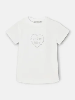Silbon Camisetas, Polos Y Tops-Camiseta woman roll out corazon tachas Blanca