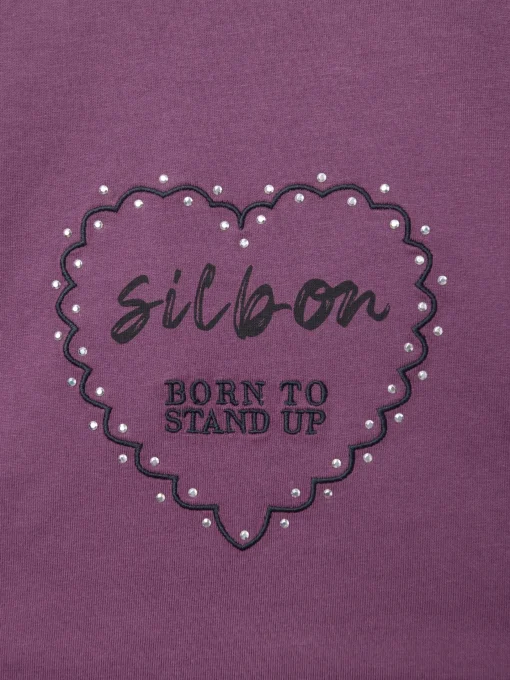 Silbon Camisetas, Polos Y Tops-Camiseta woman roll out corazon tachas Morado
