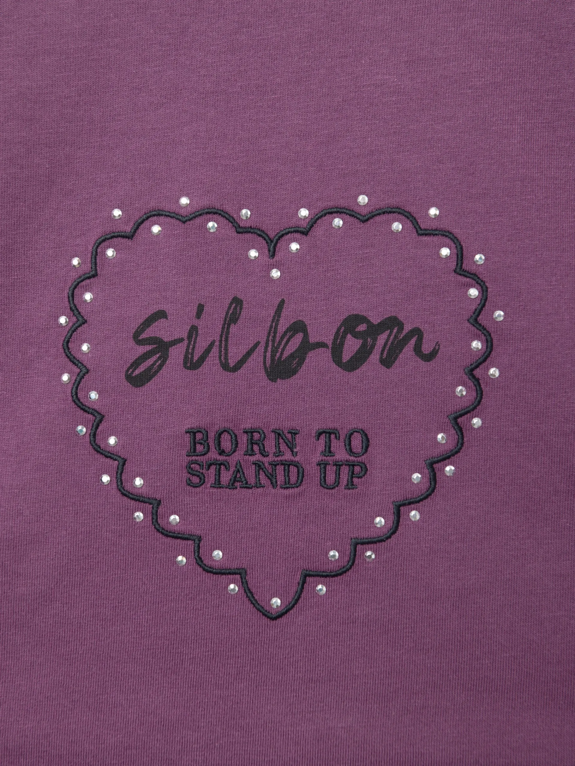 Silbon Camisetas, Polos Y Tops-Camiseta woman roll out corazon tachas Morado