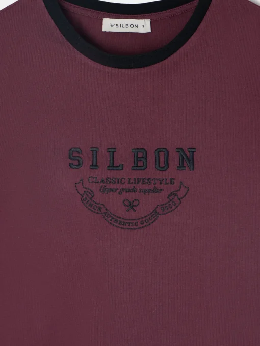 Silbon Camisetas, Polos Y Tops-Camiseta woman varsity Burdeos