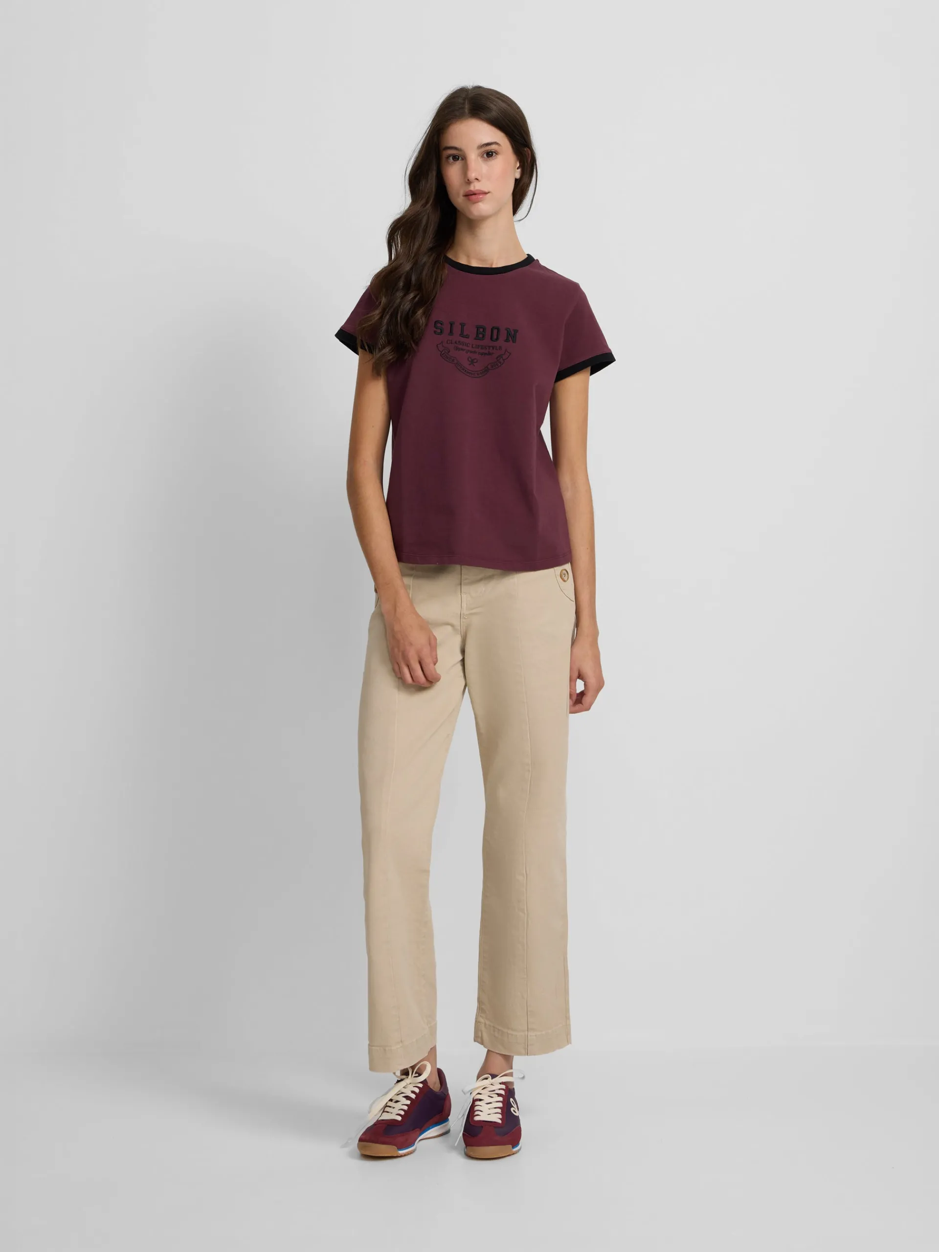 Silbon Camisetas, Polos Y Tops-Camiseta woman varsity Burdeos