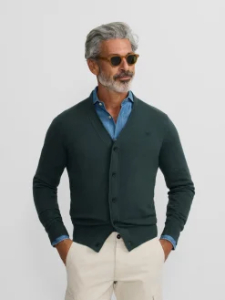 Silbon Smart Casual·Jerséis Y Cárdigan-Cardigan classic verde oscuro Verde oscuro