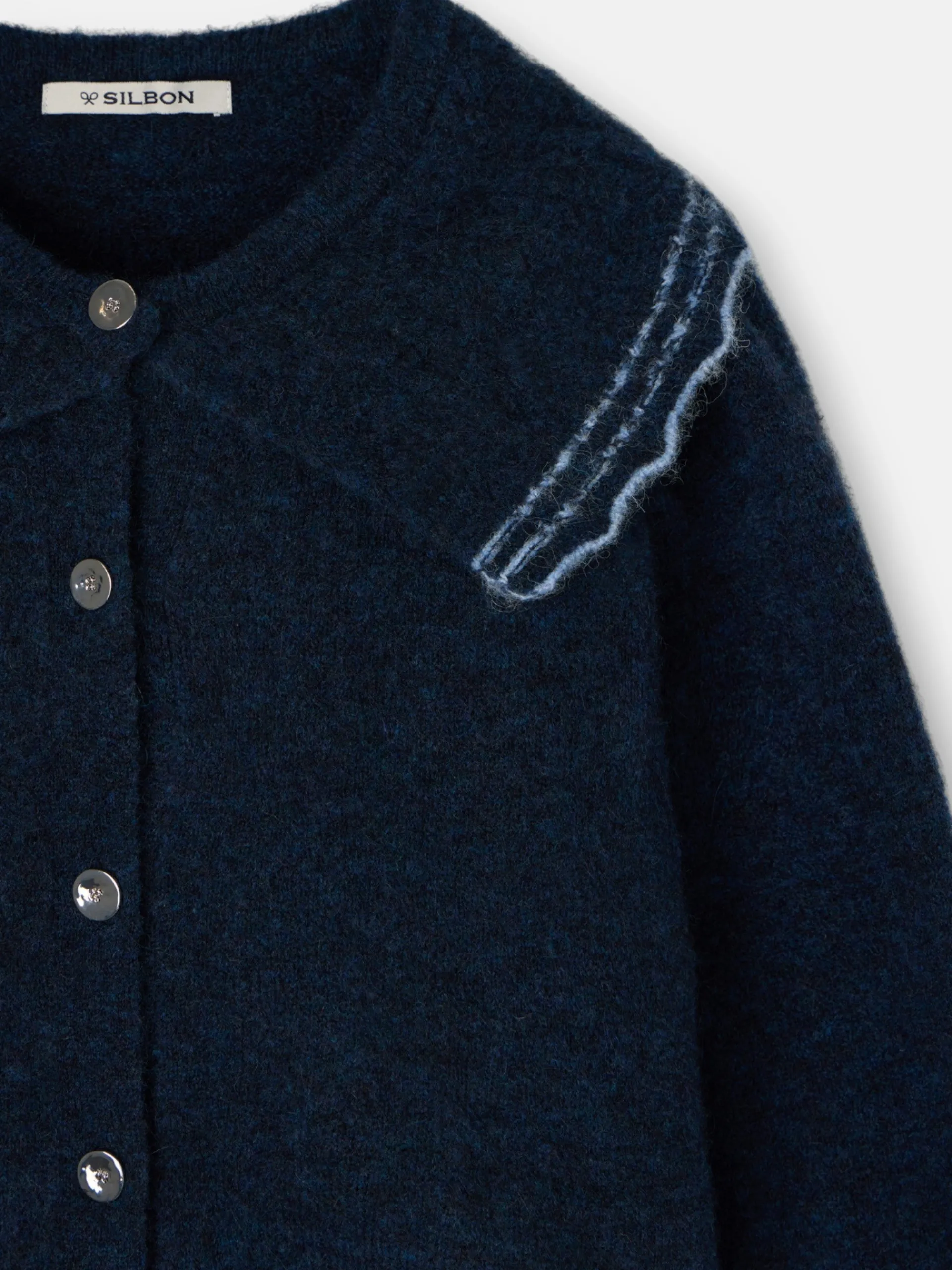 Silbon Punto-Cardigan cuello bobo contraste marino Azul marino