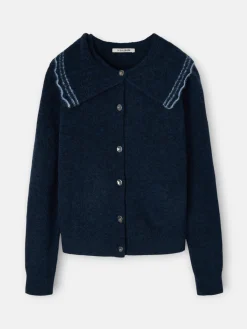 Silbon Punto-Cardigan cuello bobo contraste marino Azul marino