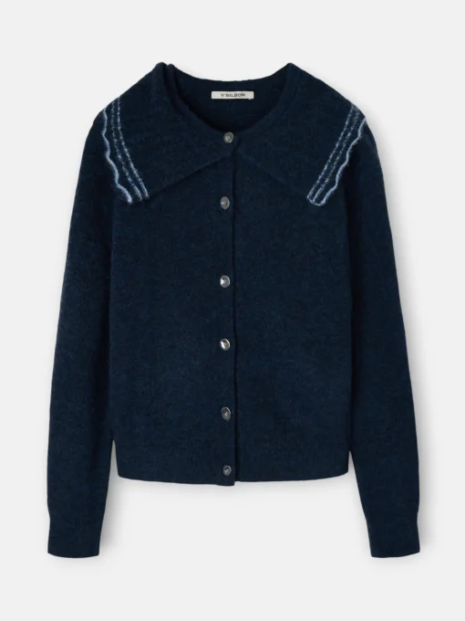 Silbon Punto-Cardigan cuello bobo contraste marino Azul marino