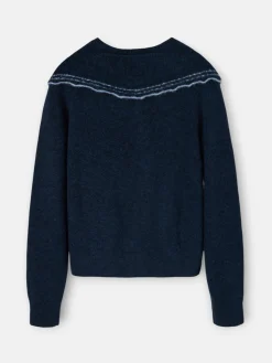 Silbon Punto-Cardigan cuello bobo contraste marino Azul marino