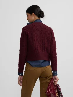 Silbon Punto-Cardigan punto ochos Burdeos