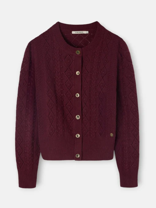 Silbon Punto-Cardigan punto ochos Burdeos
