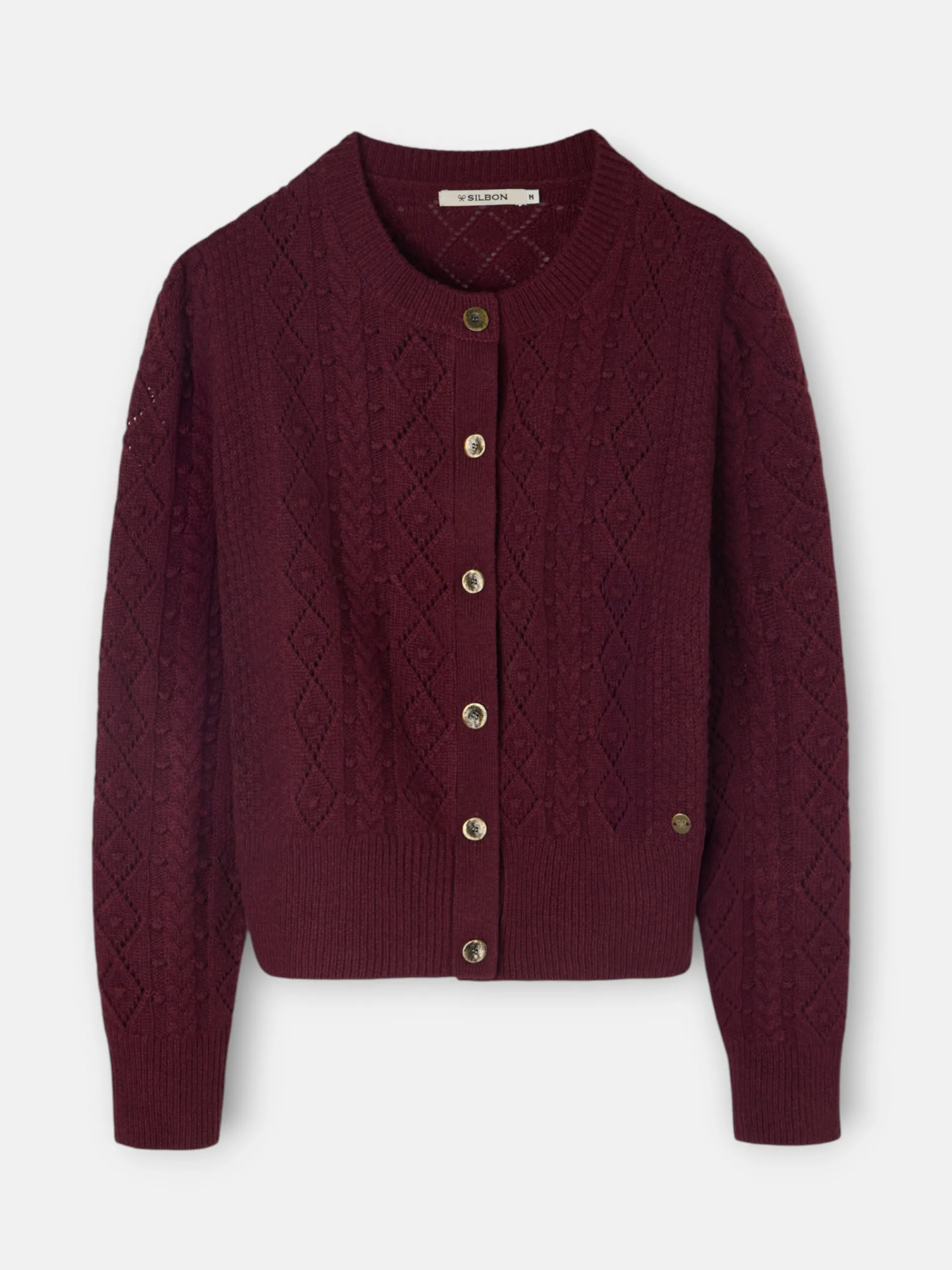 Silbon Punto-Cardigan punto ochos Burdeos