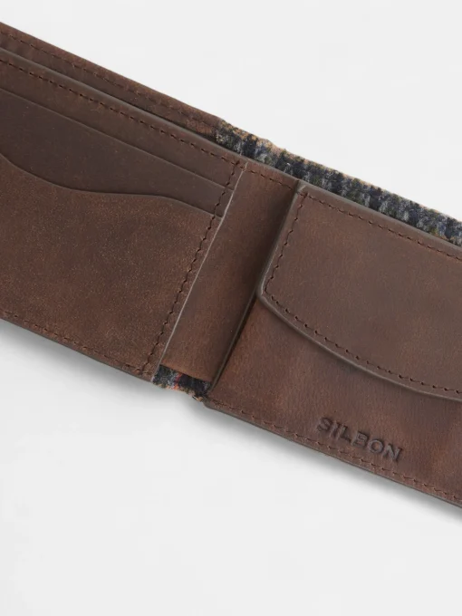 Silbon Pequeña Marroquinería·Carteras Y Tarjeteros-Cartera piel tejido cuadros Marron