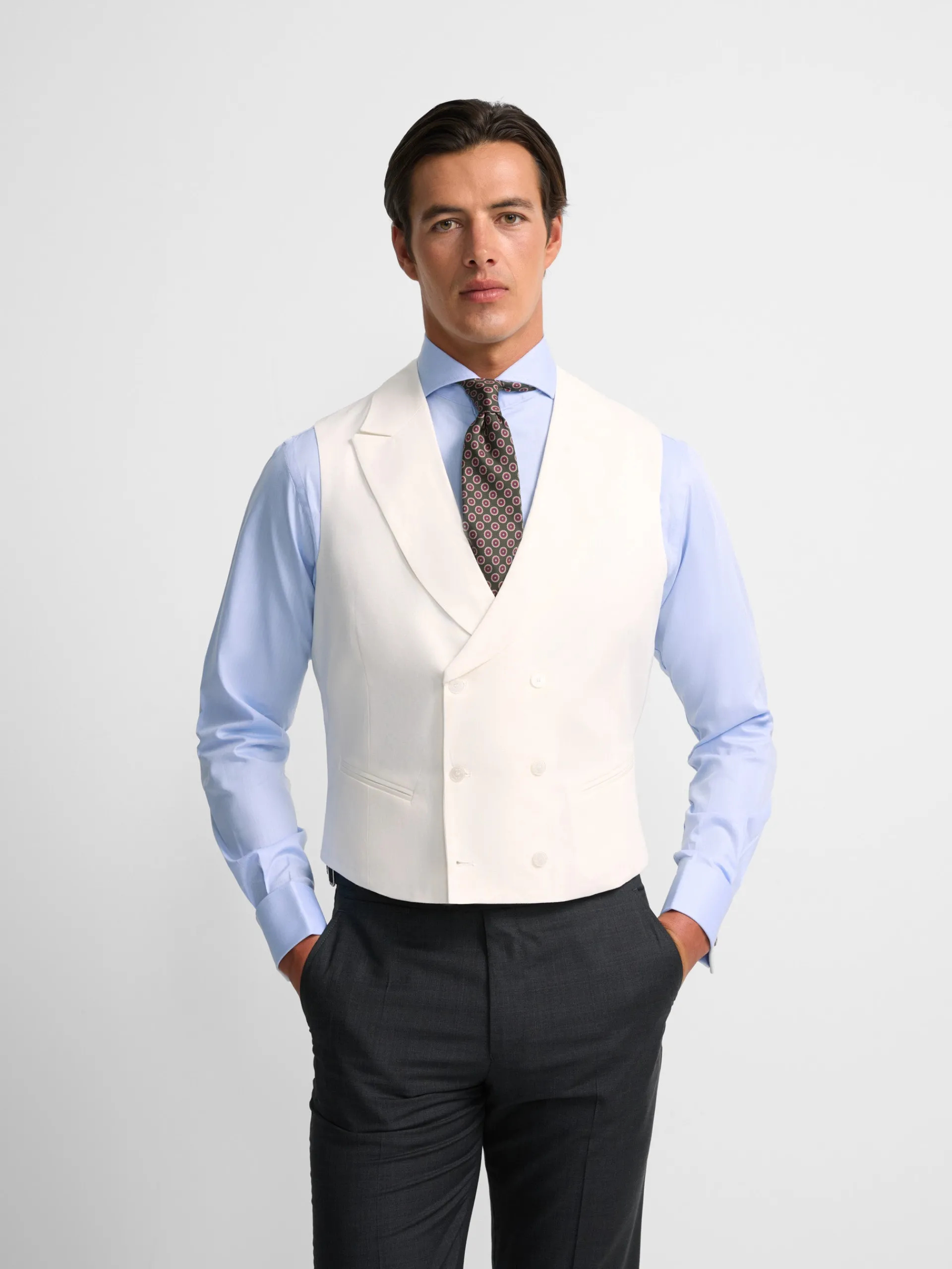 Silbon Formal Y Etiqueta·Chalecos-Chaleco chaque clasico blanco roto Blanco hueso
