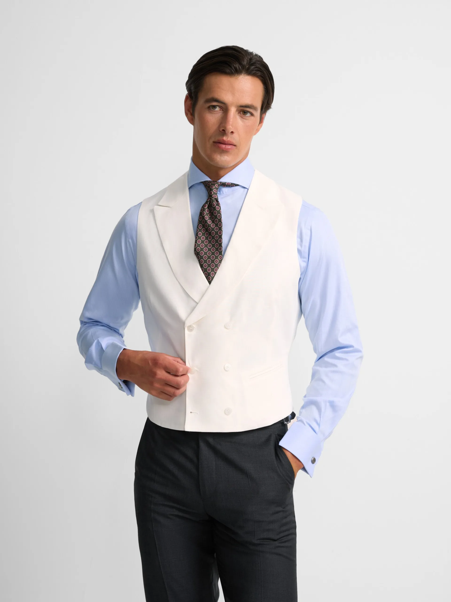 Silbon Formal Y Etiqueta·Chalecos-Chaleco chaque clasico blanco roto Blanco hueso