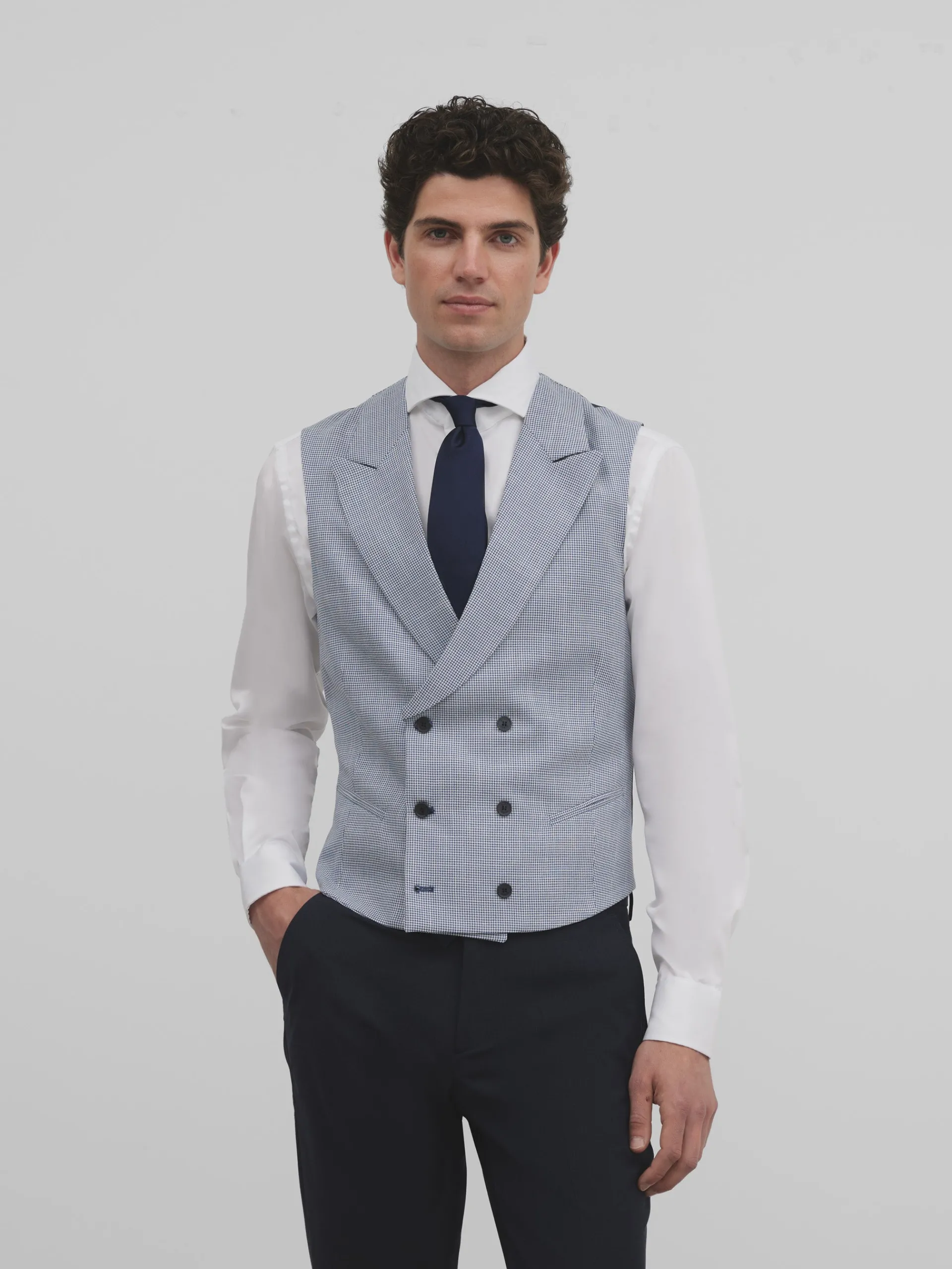 Silbon Formal Y Etiqueta·Chalecos-Chaleco chaque clasico pata de gallo Azul