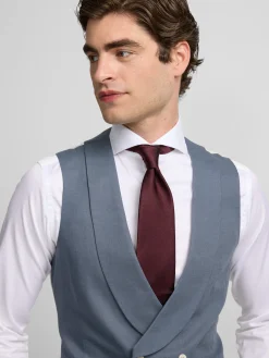 Silbon Formal Y Etiqueta·Chalecos-Chaleco chaque cuello redondo pizarra Azul