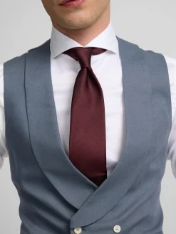 Silbon Formal Y Etiqueta·Chalecos-Chaleco chaque cuello redondo pizarra Azul