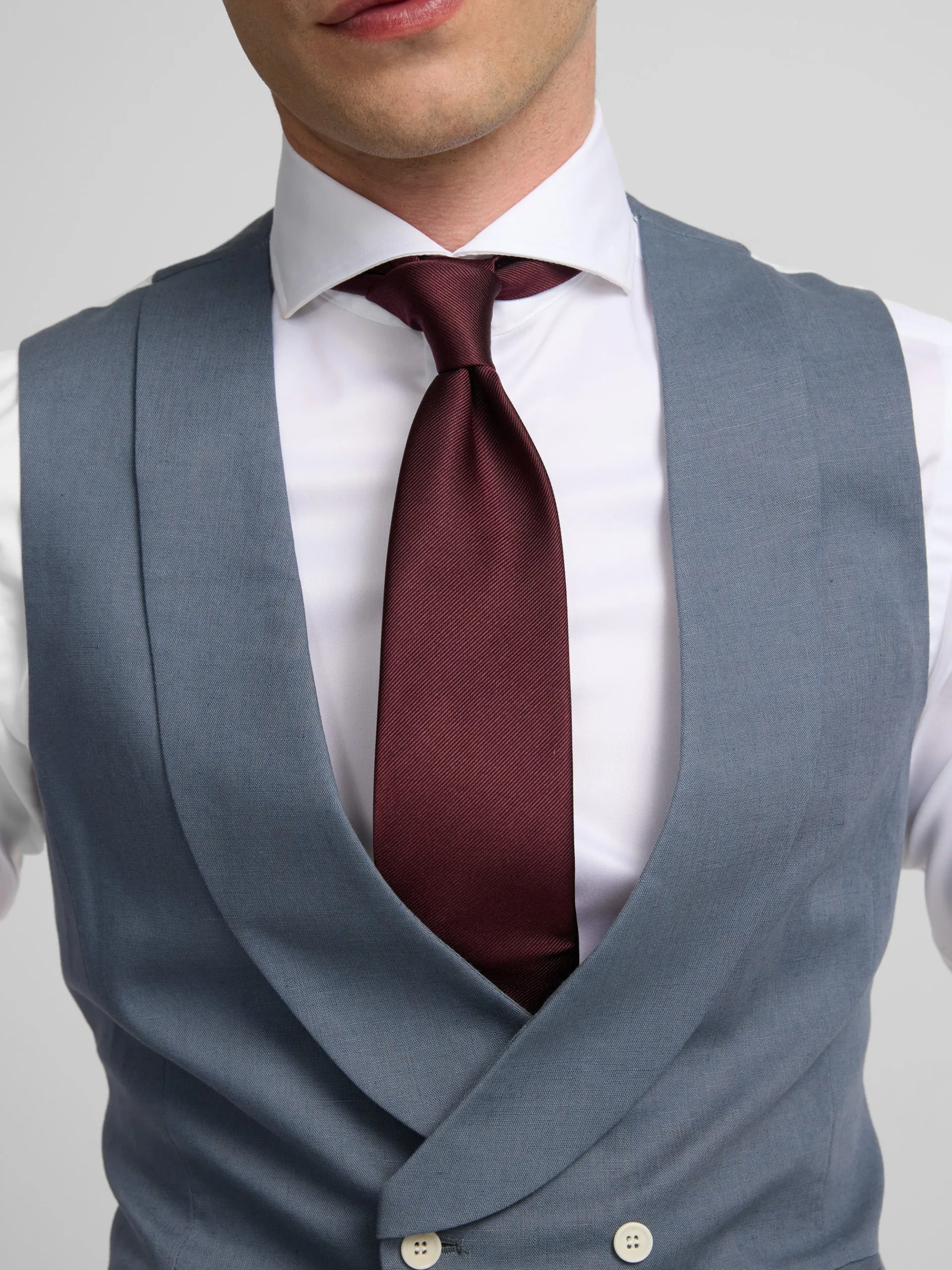 Silbon Formal Y Etiqueta·Chalecos-Chaleco chaque cuello redondo pizarra Azul